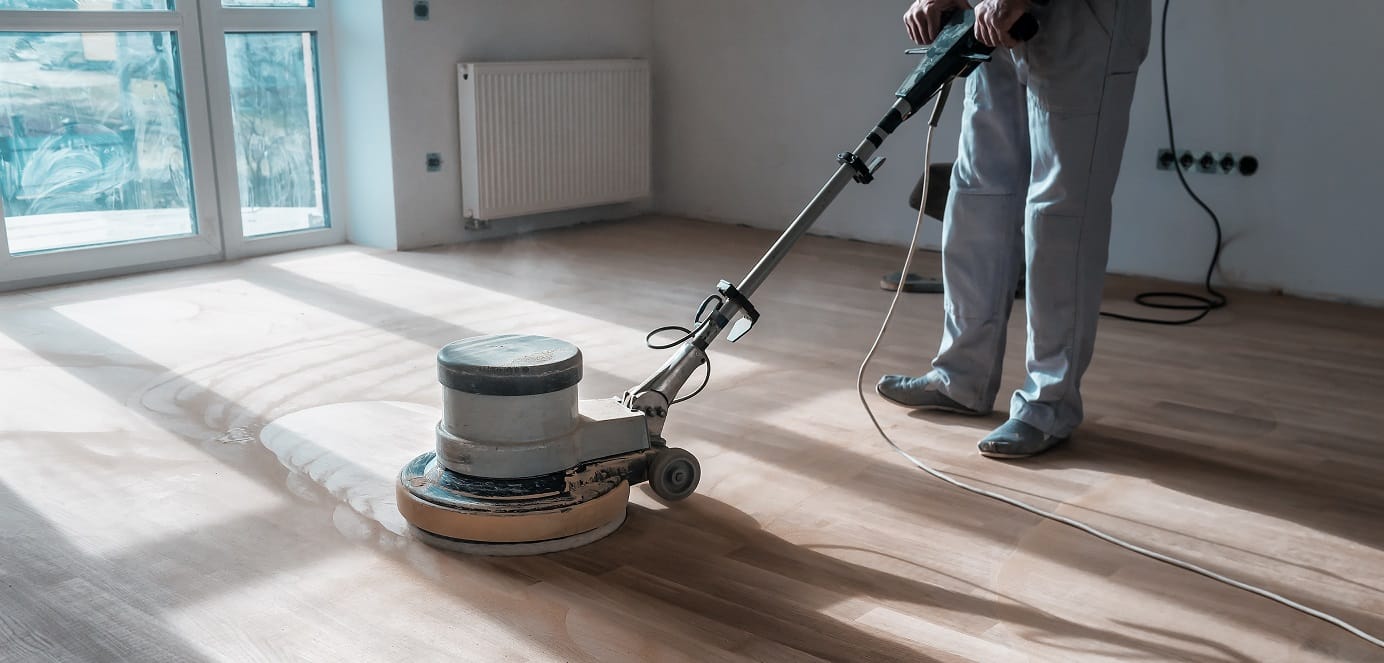 floor polishing with rotary sander